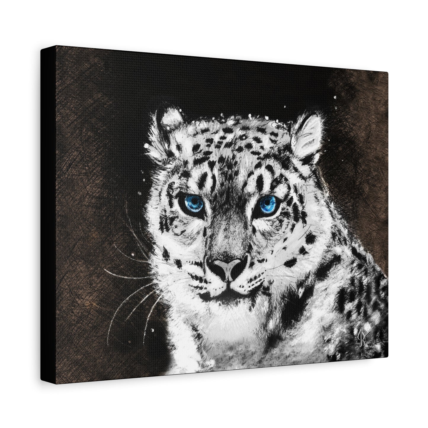 Snow Leopard Art Print – Matte Canvas, Stretched, 1.25" - Jacqueline Baumgardt Art