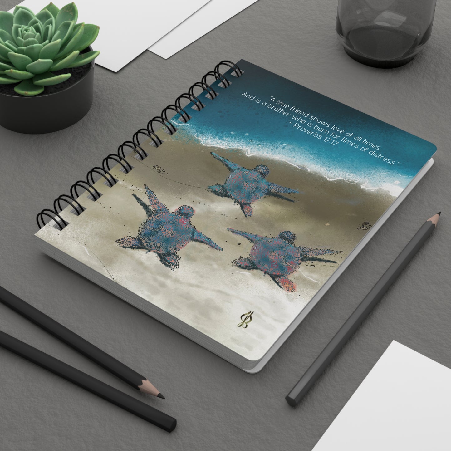 Spiral Notebook - Baby Turtles on a Beach Journal - Jacqueline Baumgardt Art