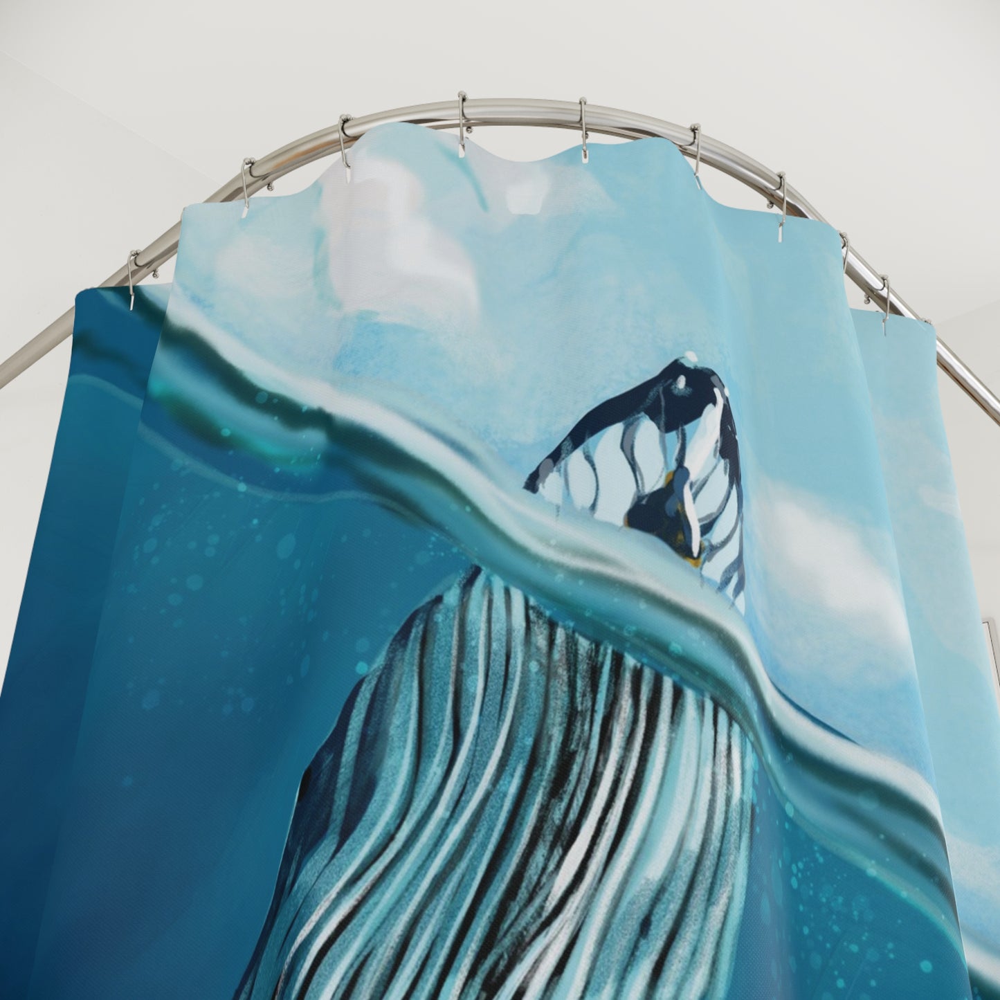 Humpback Whale Shower Curtain | Ocean Bathroom Decor, Underwater Sea Animal Bath Curtain, Marine Life Home Accessories, Nautical - Jacqueline Baumgardt Art