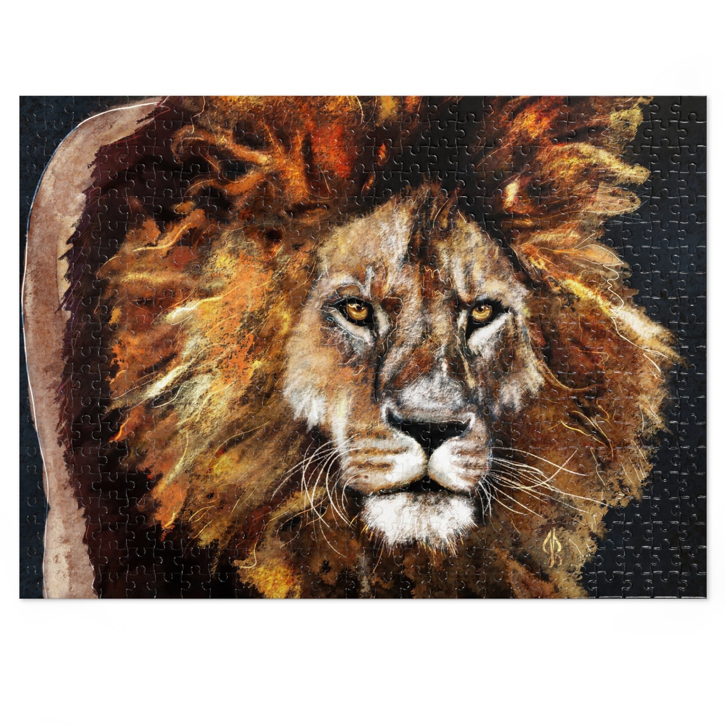 Lion Painting Jigsaw Puzzle | 500 Piece | 21"x15.5" - Jacqueline Baumgardt Art