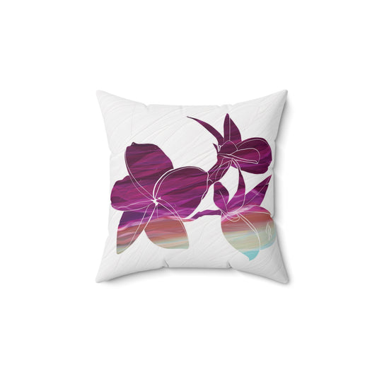Pink Flower Artwork- Polyester Square Pillow