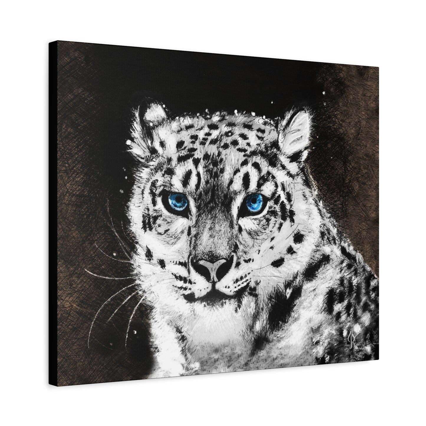 Snow Leopard Art Print – Matte Canvas, Stretched, 1.25" - Jacqueline Baumgardt Art