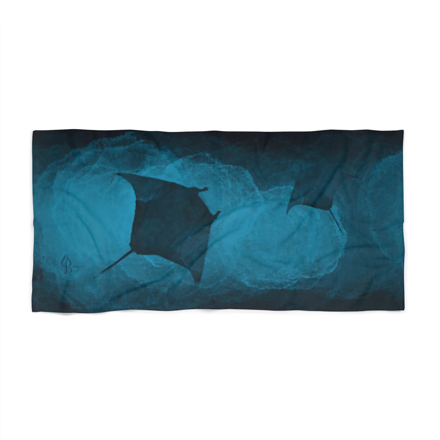 Manta Ray Painting – Beach Towel - Jacqueline Baumgardt Art