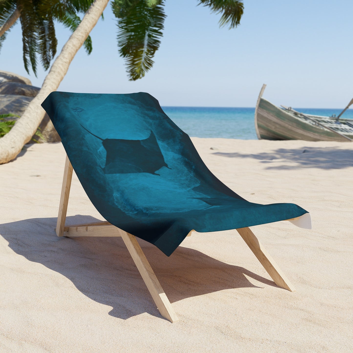 Manta Ray Painting – Beach Towel - Jacqueline Baumgardt Art
