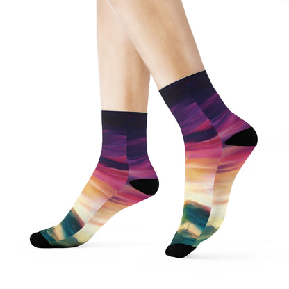 Sunset Art Crew Socks | Comfortable Polyester/Spandex Blend - Jacqueline Baumgardt Art