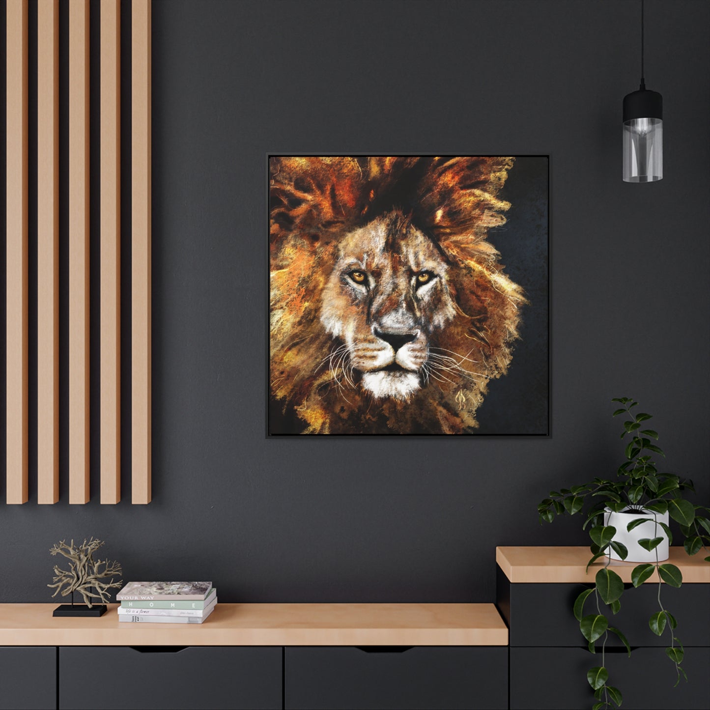 Lion - Art Print - Gallery Canvas Wraps, Square Frame