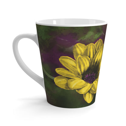 Yellow Flower Painting Latte Mug - Jacqueline Baumgardt Art