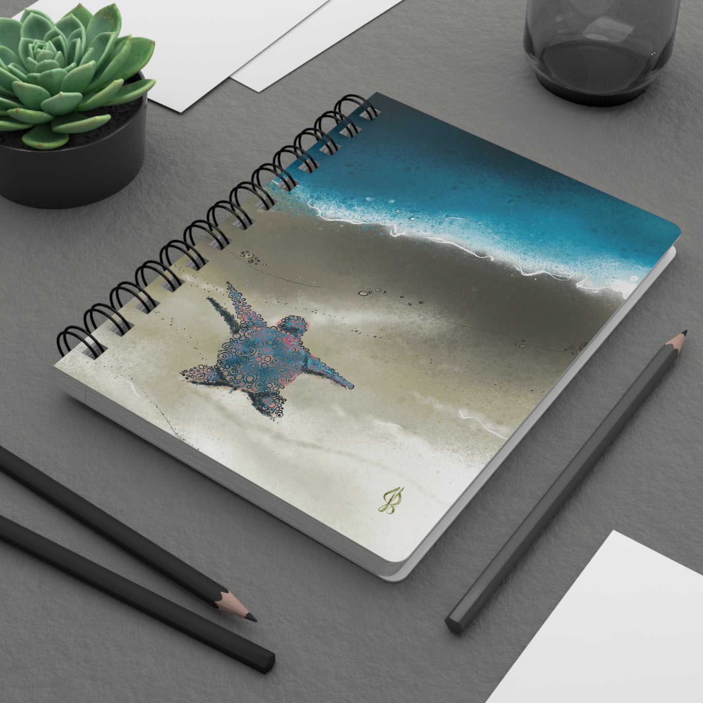 Baby Turtle on the Beach - Spiral Bound Journal