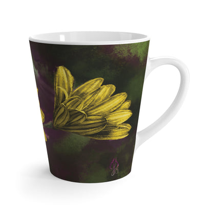 Yellow Flower Painting Latte Mug - Jacqueline Baumgardt Art