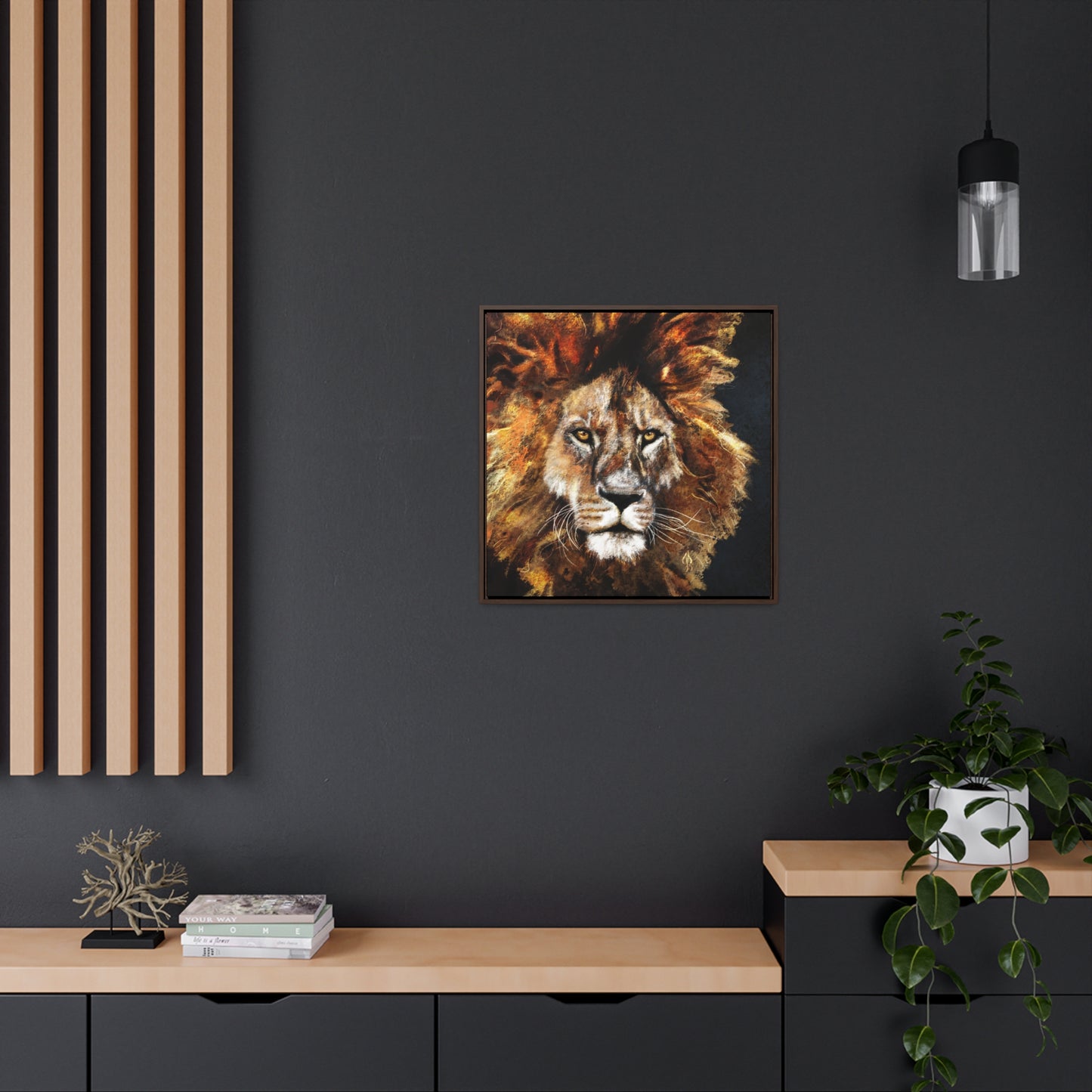 Lion - Art Print - Gallery Canvas Wraps, Square Frame - Jacqueline Baumgardt Art