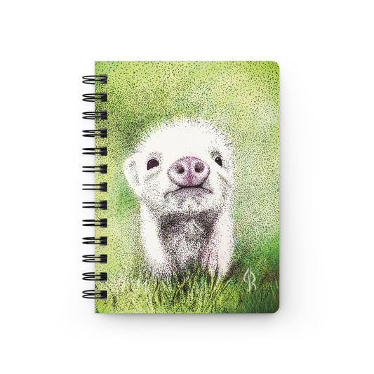 Pink Piglet Spiral Journal | Cute Animal Print Notebook | 150 lined pages - Jacqueline Baumgardt Art