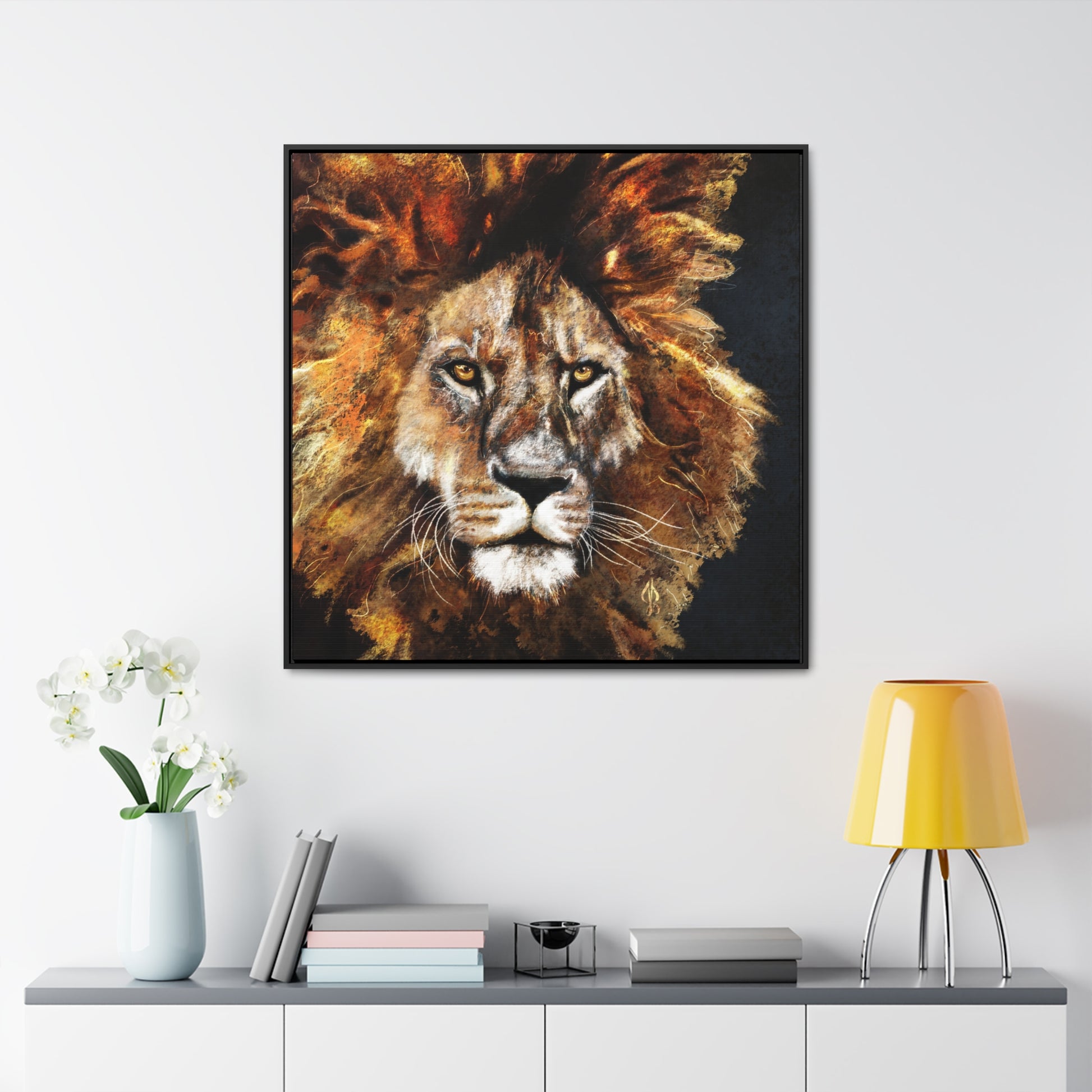 Lion - Art Print - Gallery Canvas Wraps, Square Frame - Jacqueline Baumgardt Art