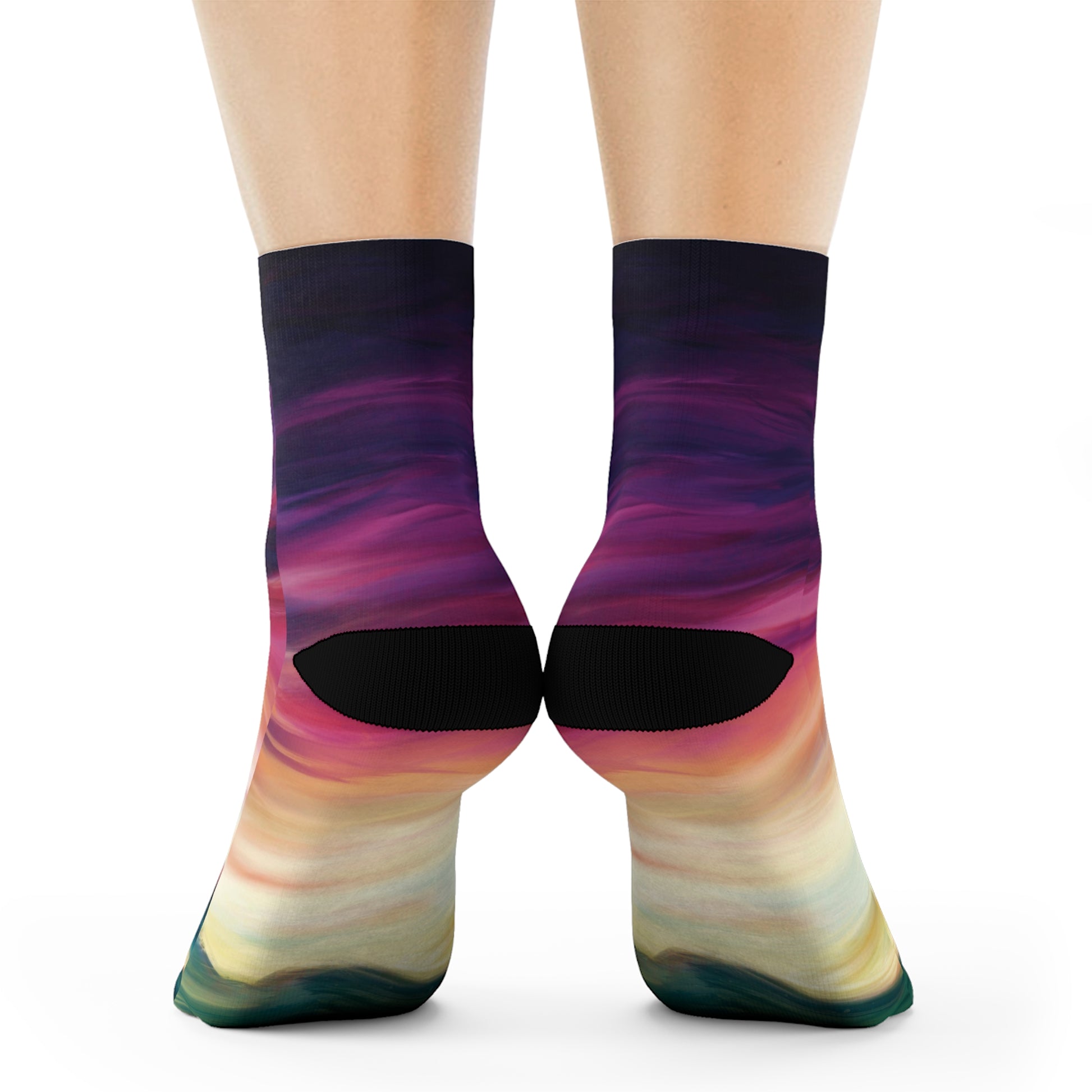 Sunset Art Crew Socks | Comfortable Polyester/Spandex Blend - Jacqueline Baumgardt Art