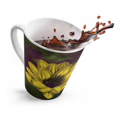Yellow Flower Painting Latte Mug - Jacqueline Baumgardt Art