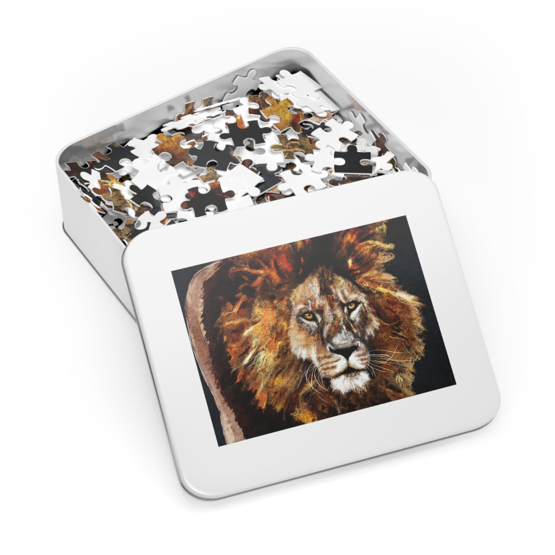 Lion Painting Jigsaw Puzzle | 500 Piece | 21"x15.5" - Jacqueline Baumgardt Art