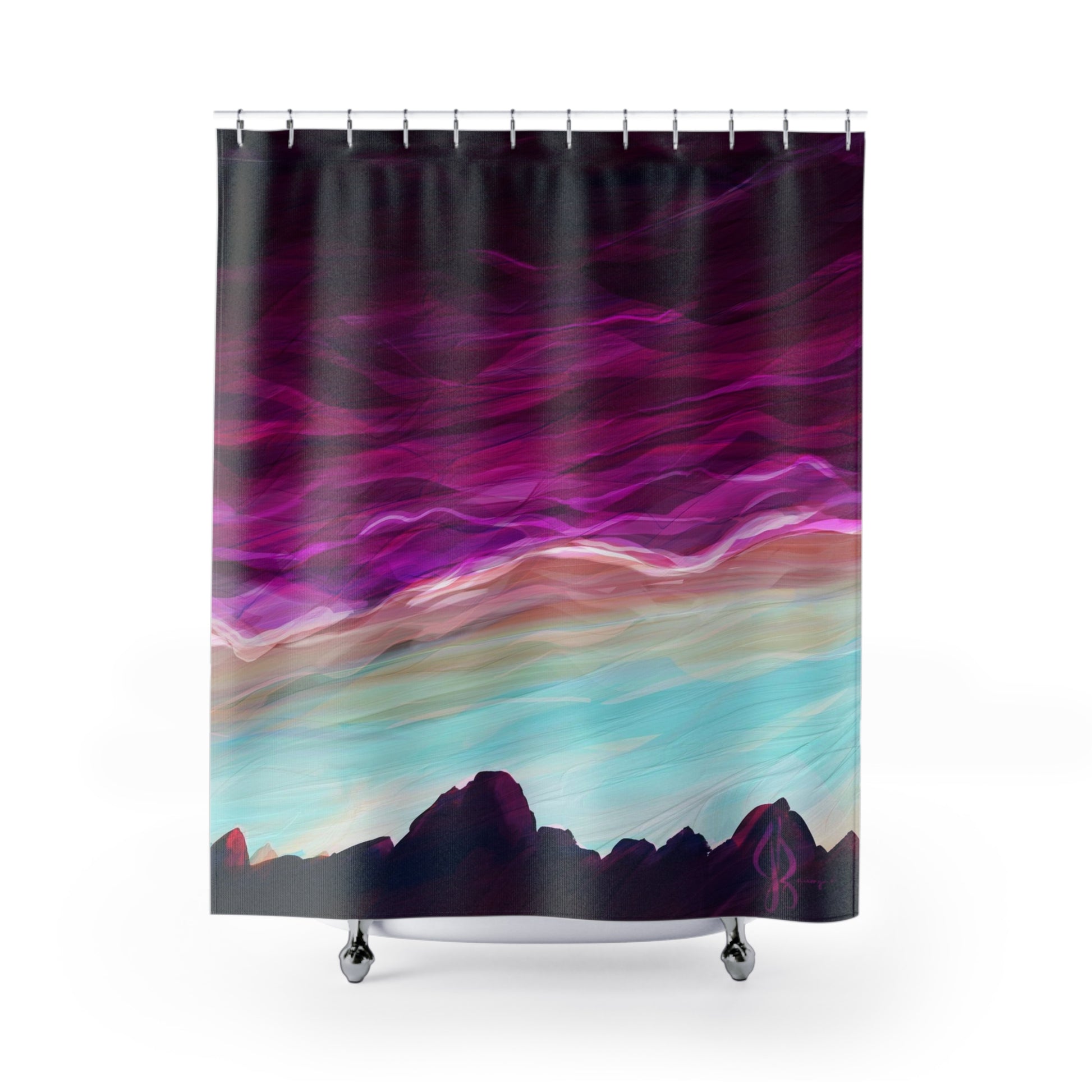 Mountain Sunset Shower Curtain - Jacqueline Baumgardt Art