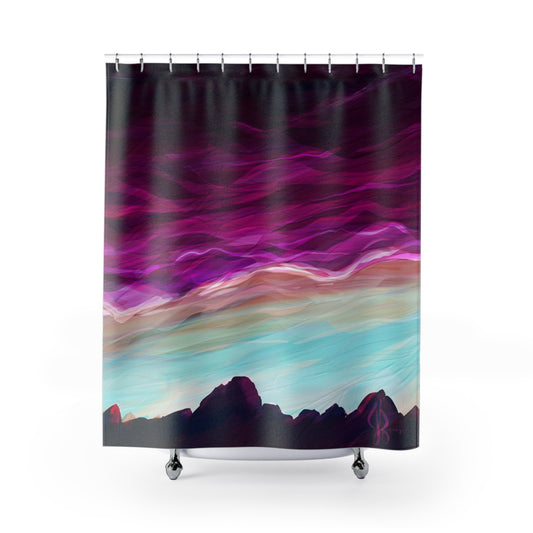 Mountain Sunset Shower Curtain - Jacqueline Baumgardt Art