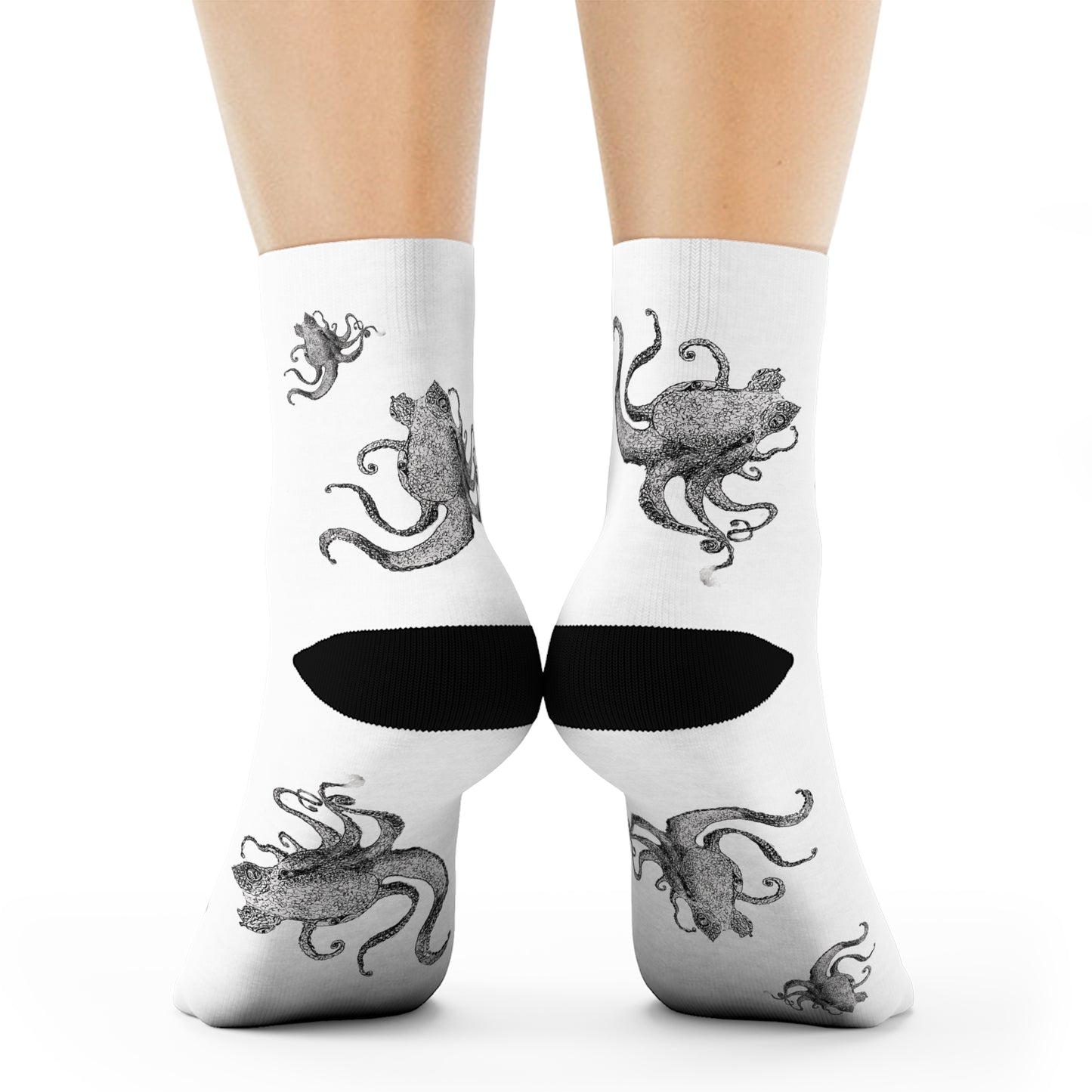 Octopus Sketch Crew Socks - Comfortable & Elastic Polyester/Spandex Blend