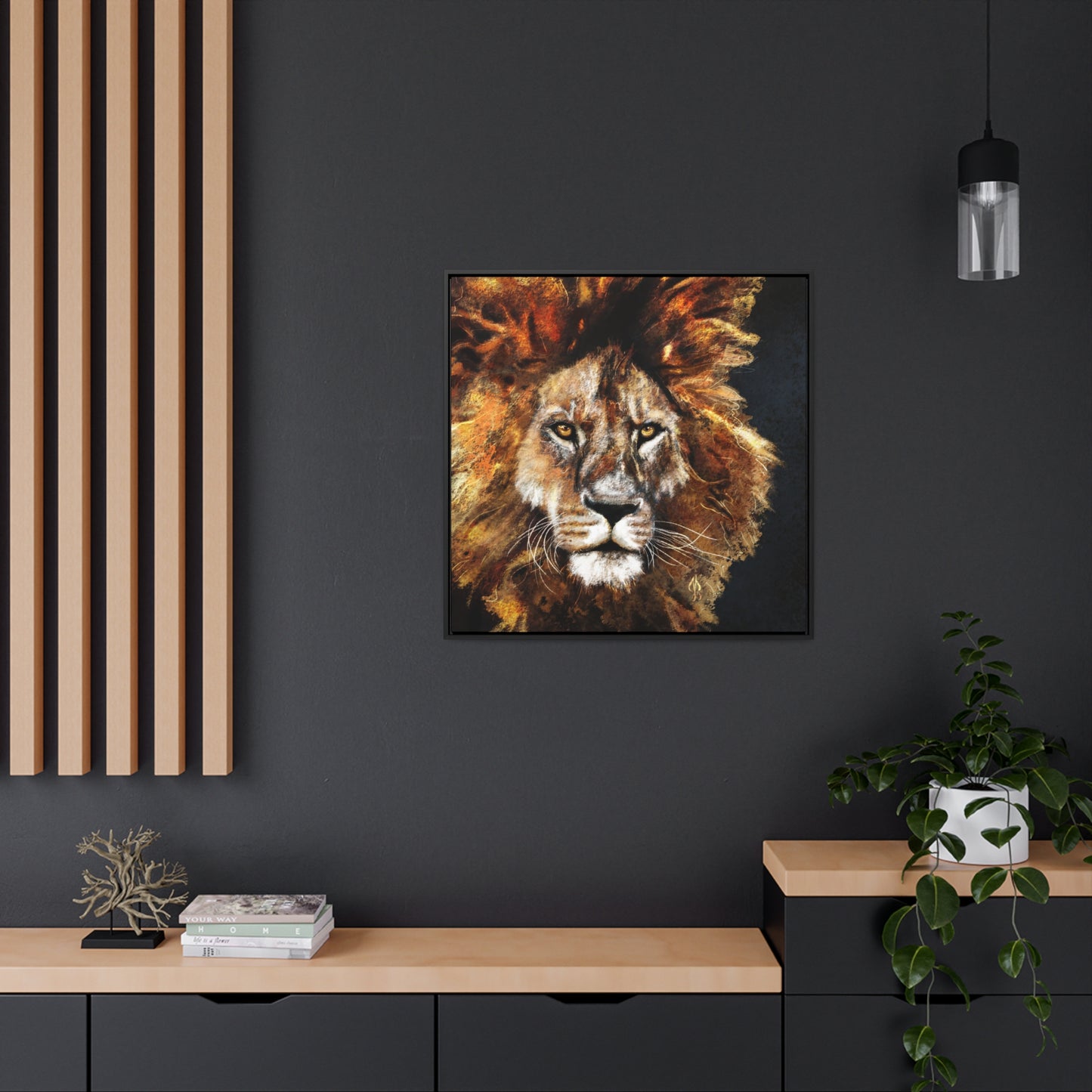 Lion - Art Print - Gallery Canvas Wraps, Square Frame