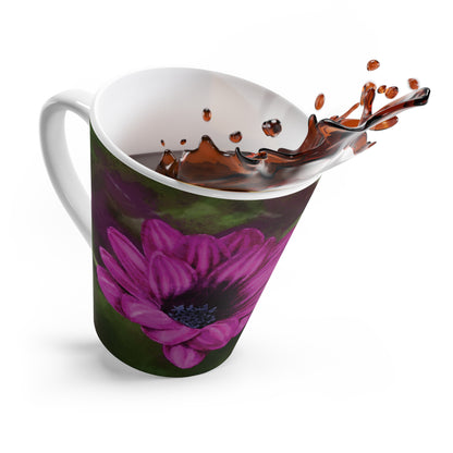 Purple African Daisy Painting Latte Mug - Jacqueline Baumgardt Art