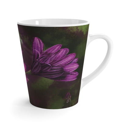 Purple African Daisy Painting Latte Mug - Jacqueline Baumgardt Art