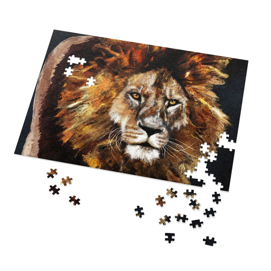 Lion Painting Jigsaw Puzzle | 500 Piece | 21"x15.5" - Jacqueline Baumgardt Art