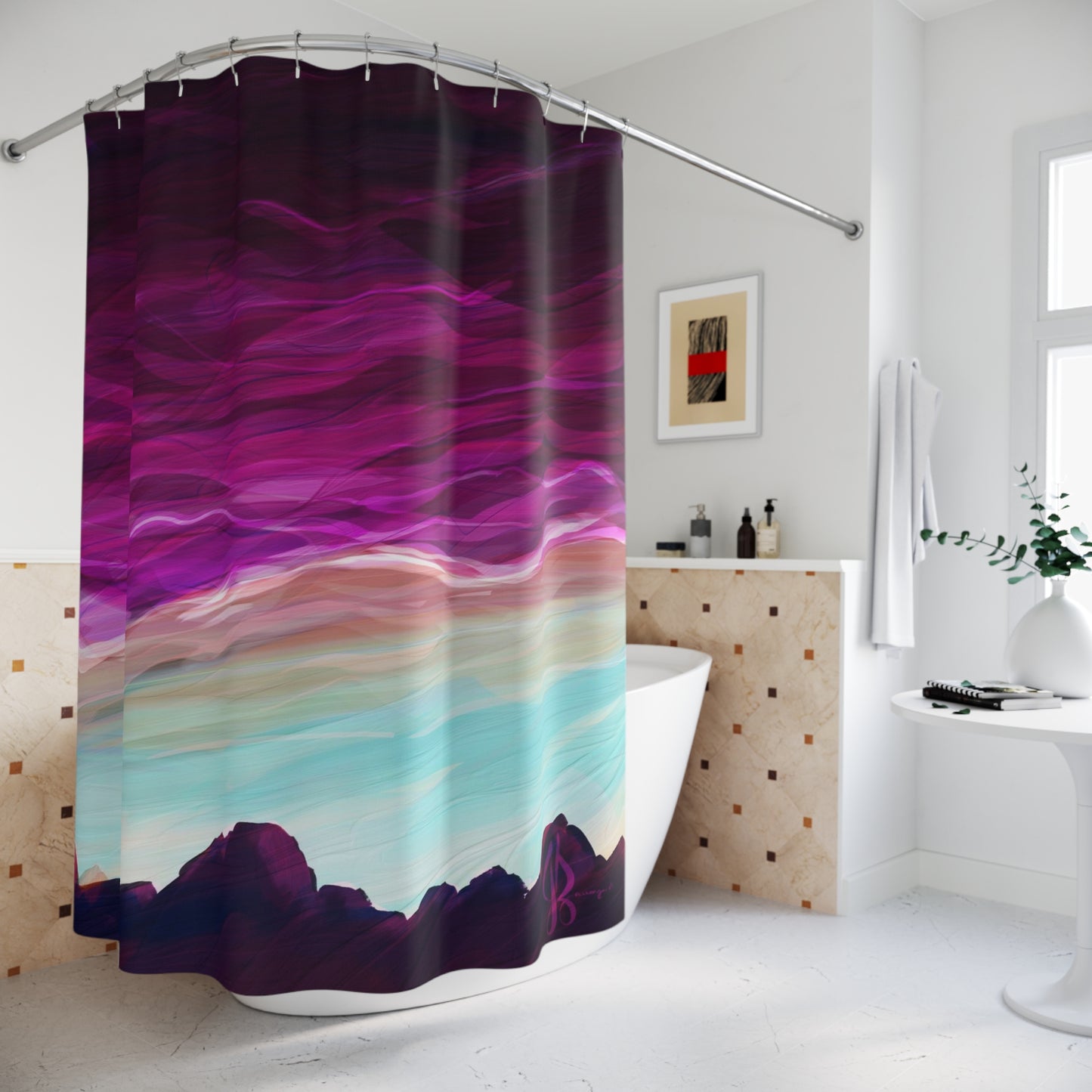 Mountain Sunset Shower Curtain - Jacqueline Baumgardt Art