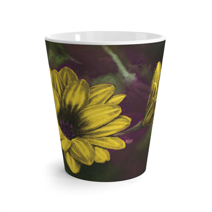 Yellow Flower Painting Latte Mug - Jacqueline Baumgardt Art