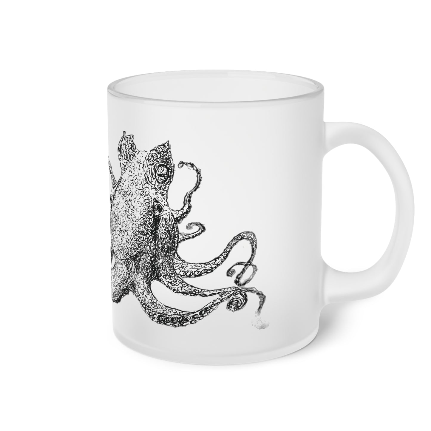 Frosted Glass Mug - Octopus Sketch