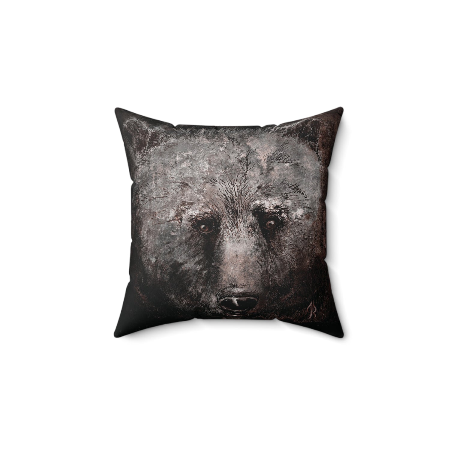 Grizzly Bear Art | Polyester Square Pillow - Jacqueline Baumgardt Art