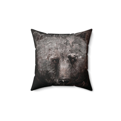 Grizzly Bear Art | Polyester Square Pillow - Jacqueline Baumgardt Art