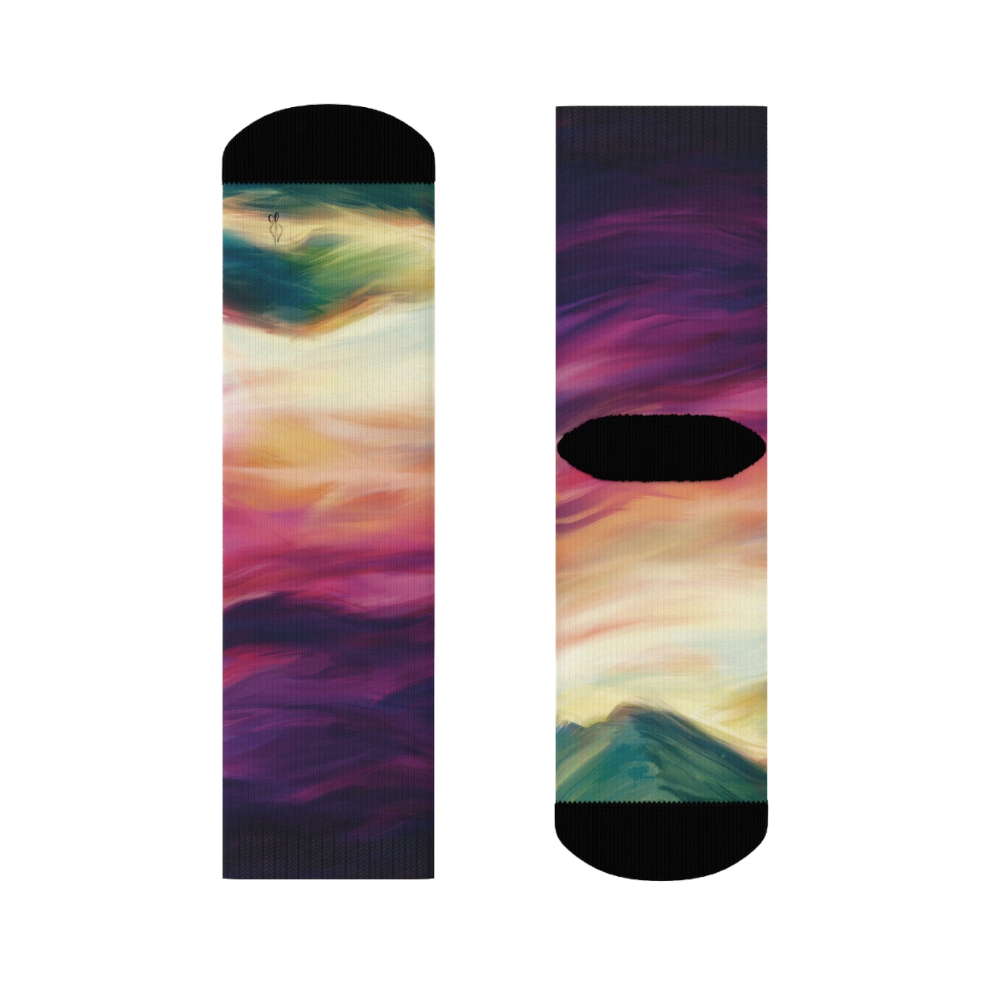 Sunset Art Crew Socks | Comfortable Polyester/Spandex Blend - Jacqueline Baumgardt Art