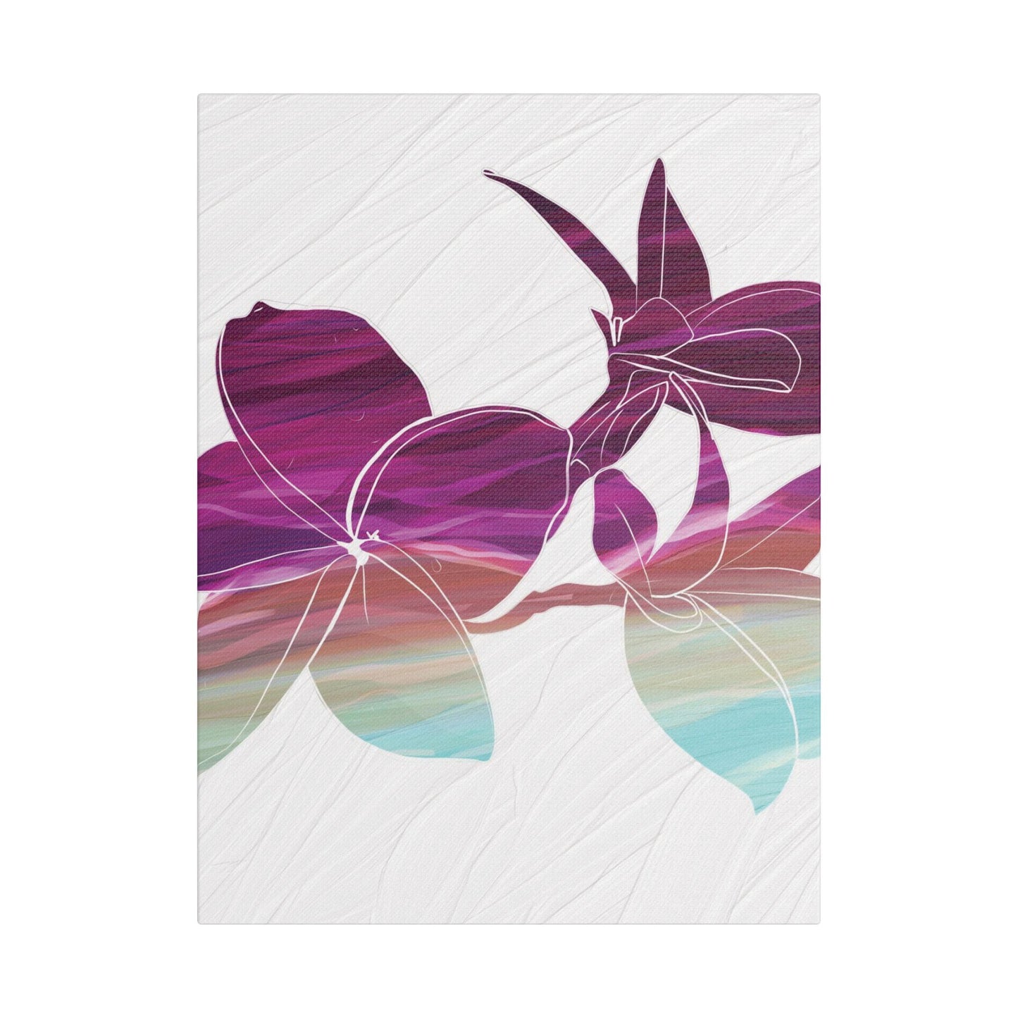 Flower Painting Print on Satin Canvas, Stretched