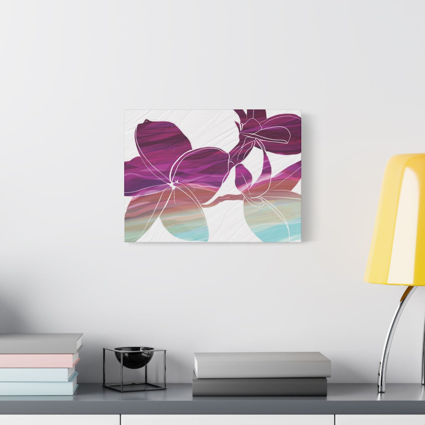 Flower Painting Print on Satin Canvas, Stretched