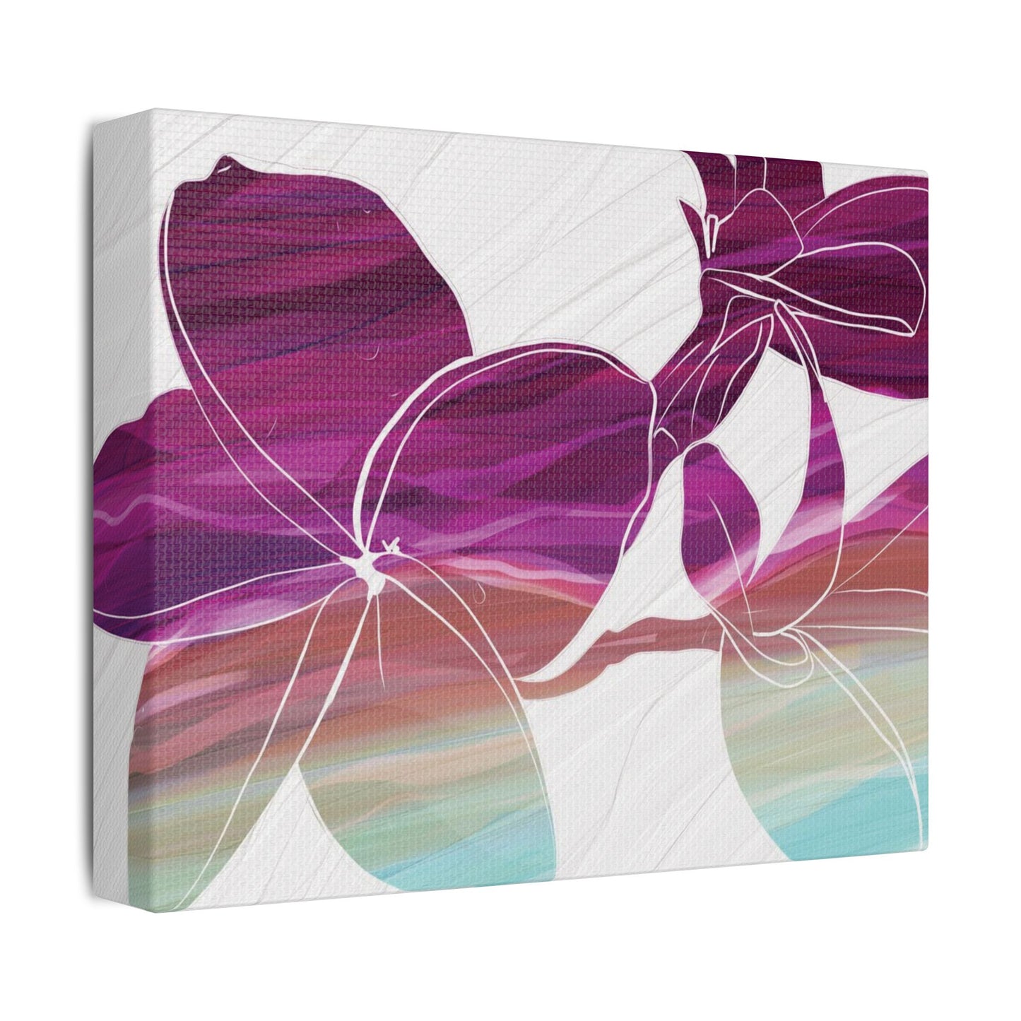 Flower Painting Print on Satin Canvas, Stretched