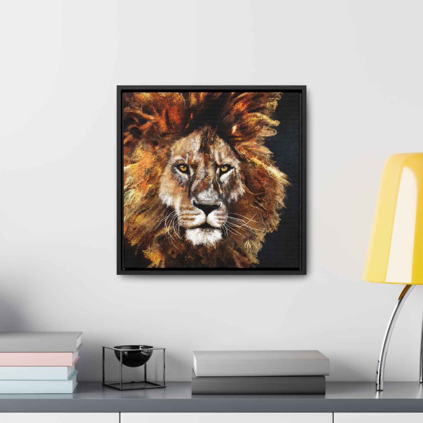 Lion - Art Print - Gallery Canvas Wraps, Square Frame - Jacqueline Baumgardt Art