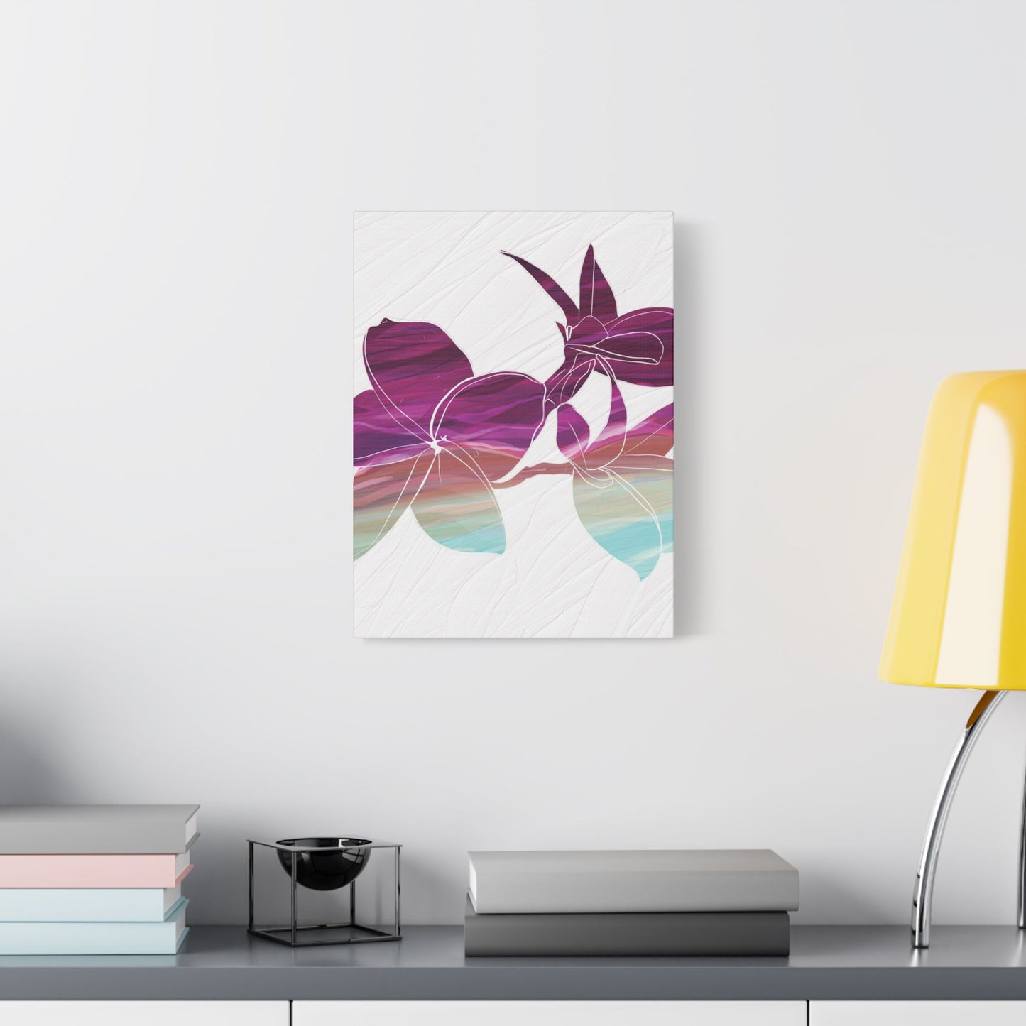 Flower Painting Print on Satin Canvas, Stretched