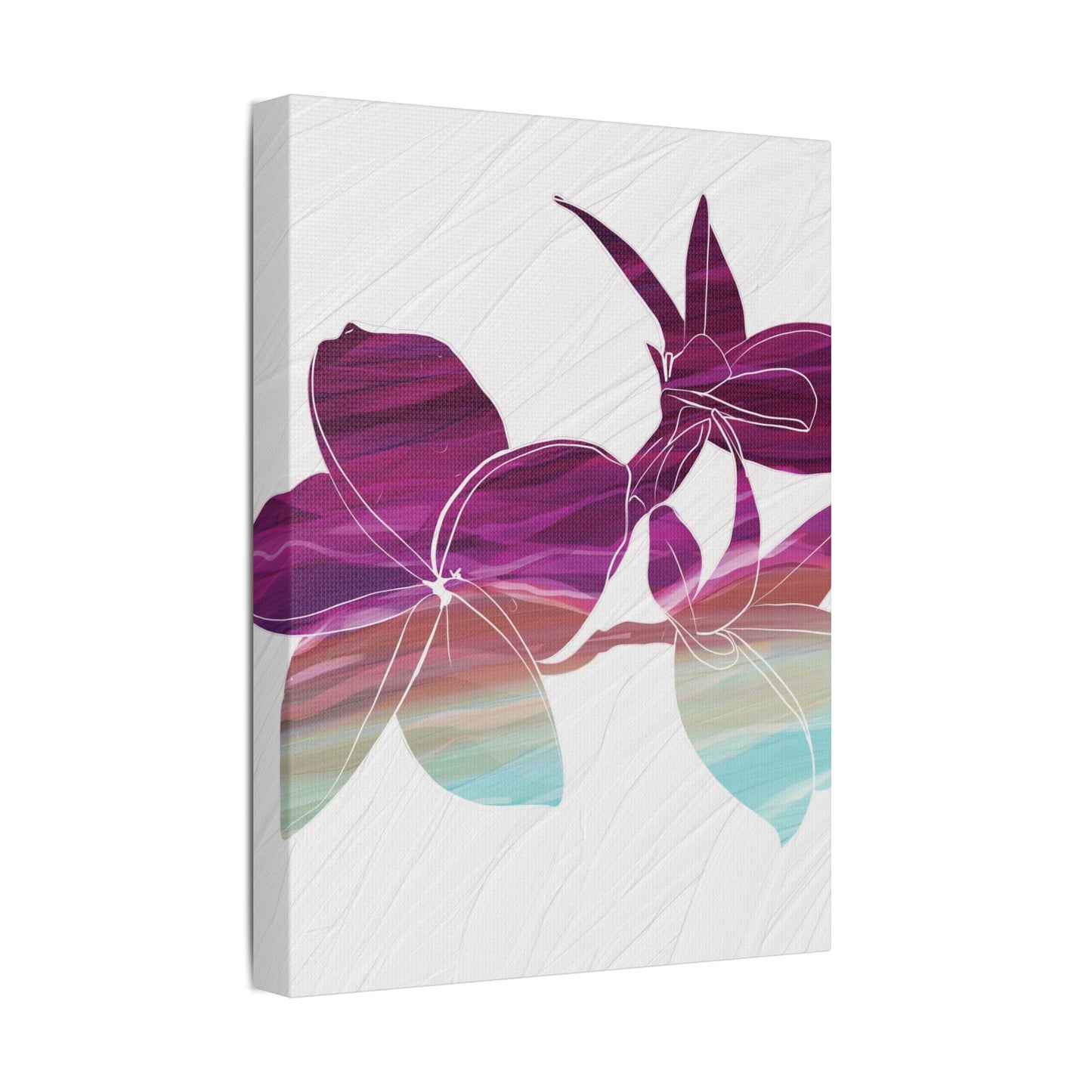 Flower Painting Print on Satin Canvas, Stretched