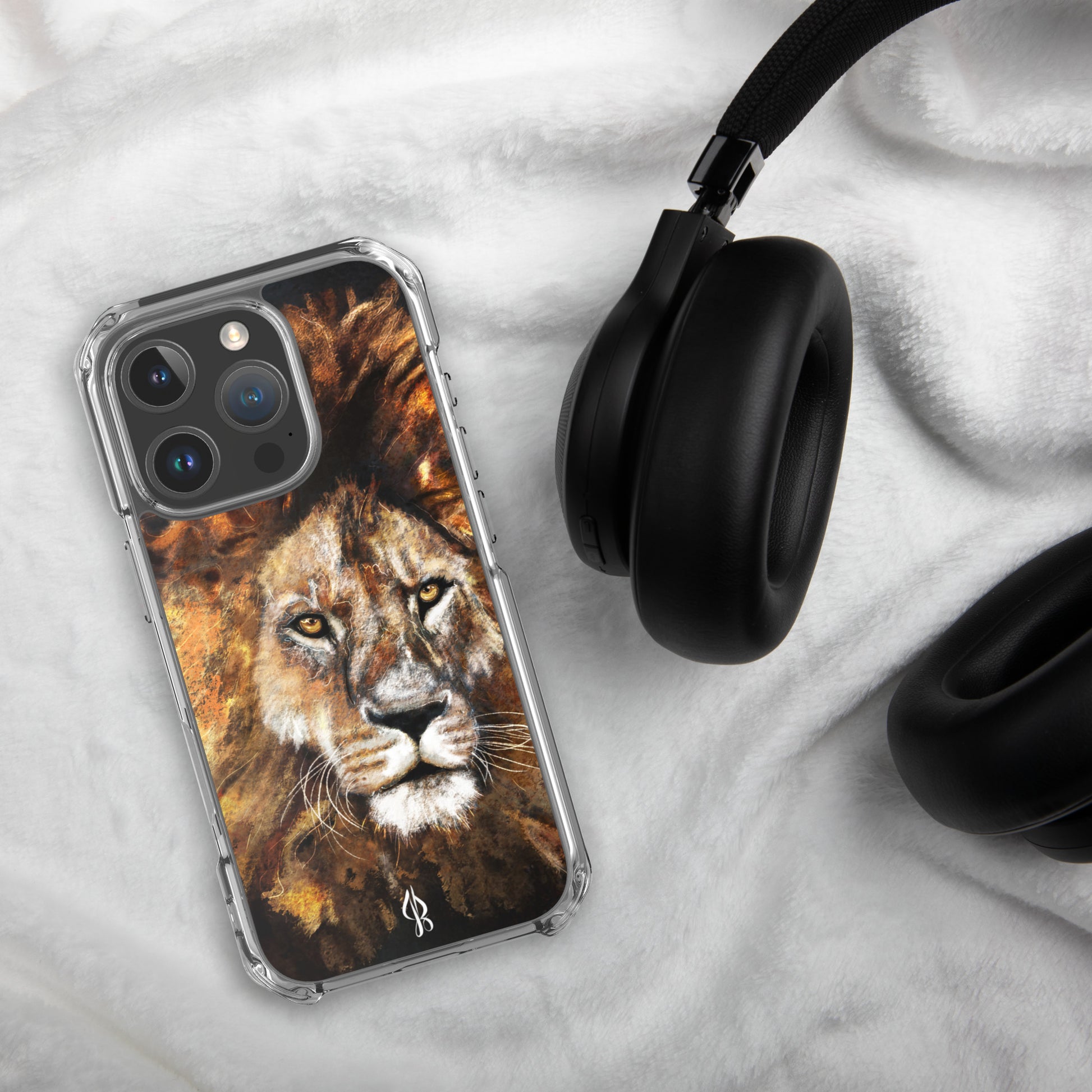 Lion iPhone Case MagSafe® Compatible – Bold Animal Art Protective Phone Cover for Nature Lovers - Jacqueline Baumgardt Art