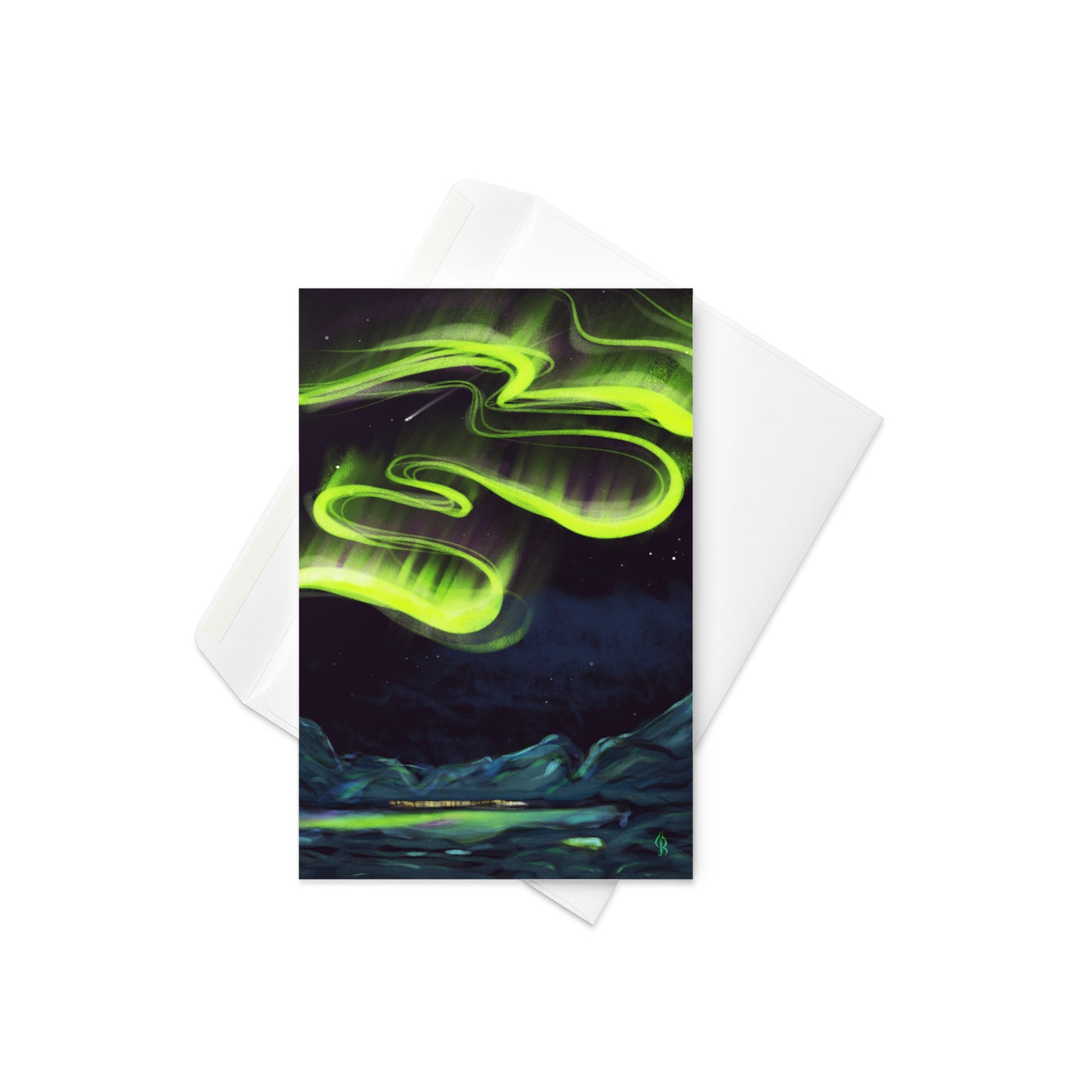 Northern Lights Painting Greeting Card