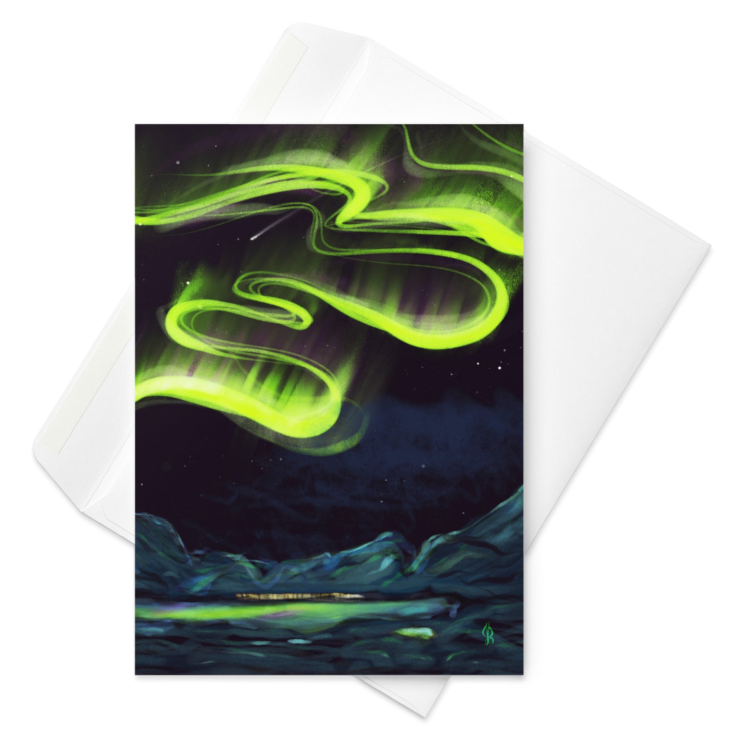 Northern Lights Painting Greeting Card