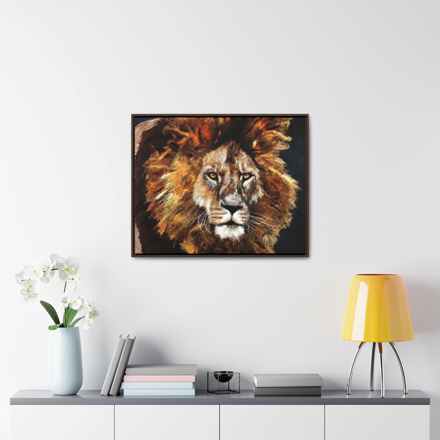 Lion Print Canvas Wrap Framed