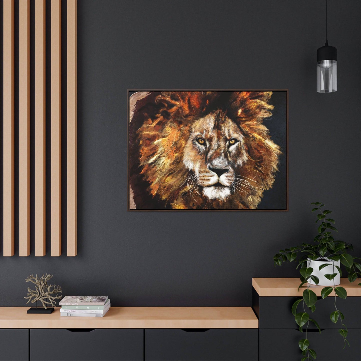 Lion Print Canvas Wrap Framed